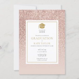 Invitation Simple Elegant Photo Graduation Rose Gold Parties 