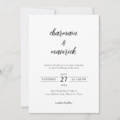 Invitation Simple Élégant Photo Mariage (Dos)