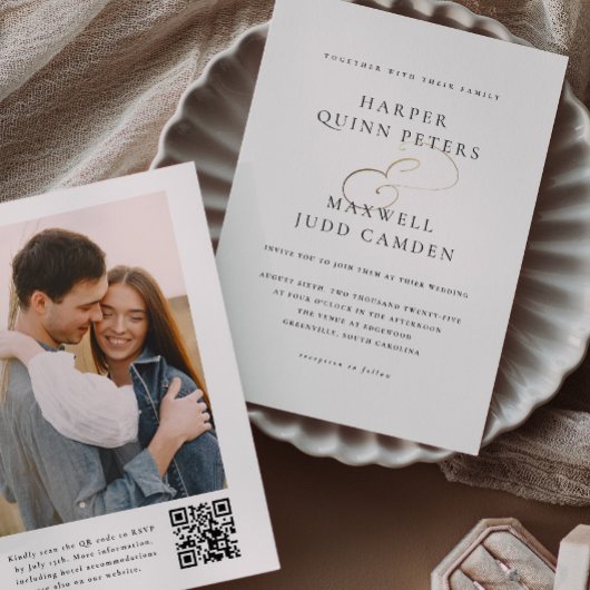 Invitation Simple Élégant Photo Mariage