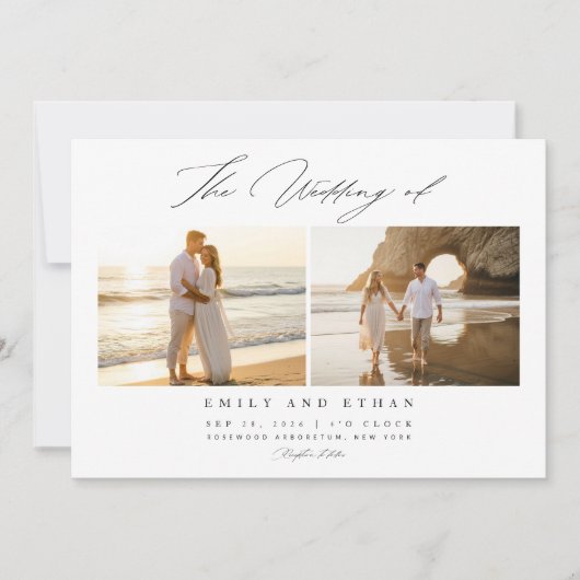 Invitation Simple élégant QR Code Mariage photo (Devant)