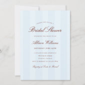 Invitation Simple Élégant Réception de Mariage à Rayures Bleu (Devant)