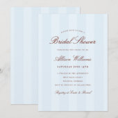 Invitation Simple Élégant Réception de Mariage à Rayures Bleu (Devant / Derrière)