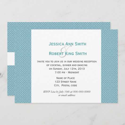 Invitation Simple, élégant réception de mariage bleu royal (Devant / Derrière)