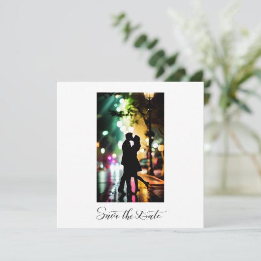 Invitation Simple Élégant Romantique Texte Photo Noir Script (Debout devant)