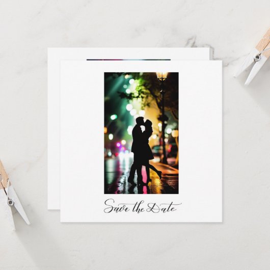 Invitation Simple Élégant Romantique Texte Photo Noir Script (Devant/Arrière en situation)