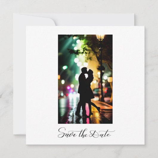 Invitation Simple Élégant Romantique Texte Photo Noir Script  (Devant)