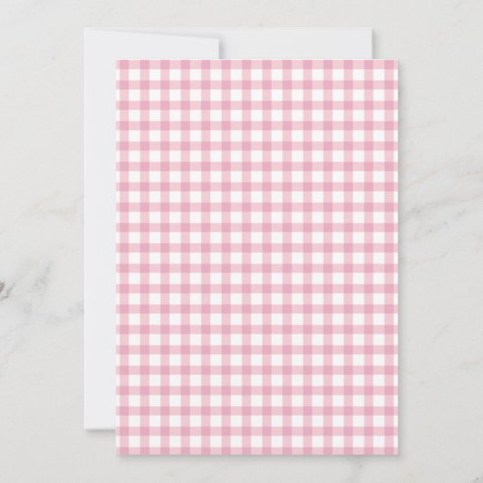 Invitation Simple Elegant rose En vichy Plaid Baby shower fil (Dos)