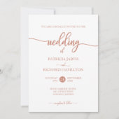 Invitation Simple Élégant Rose Gold Calligraphie Mariage (Devant)