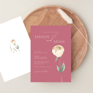 Invitation Simple Élégant Rose Magenta Rose Florale Mariage