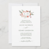 Invitation Simple Elégant rose pâle Roses Mariage vert (Devant)