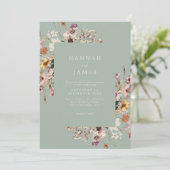 Invitation Simple Elegant Sage Green Botanique Floral Mariage (Debout devant)