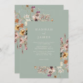 Invitation Simple Elegant Sage Green Botanique Floral Mariage (Devant / Derrière)