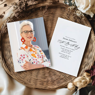 Invitation Simple Élégant Script 75e Anniversaire Photo de Fê