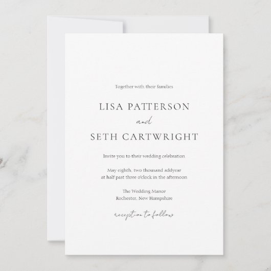 Invitation Simple Élégant Script Classic Tout En Un Mariage (Devant)