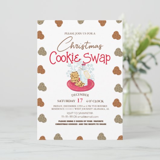 Invitation Simple élégant Script Cookie swap Noël Party (Debout devant)