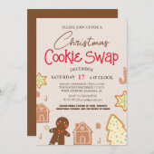 Invitation Simple élégant Script Cookie swap Noël Party (Devant / Derrière)
