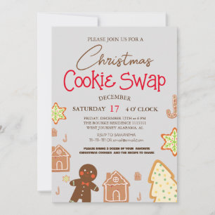 Invitation Simple Élégant Script Échange de biscuits Fête de