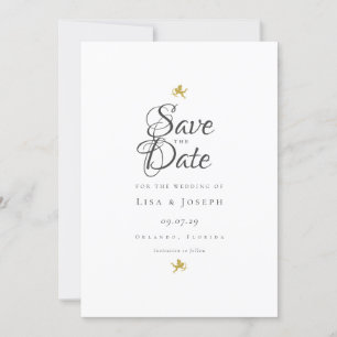 Invitation Simple Élégant Script Gold Cupids Enregistrer la d