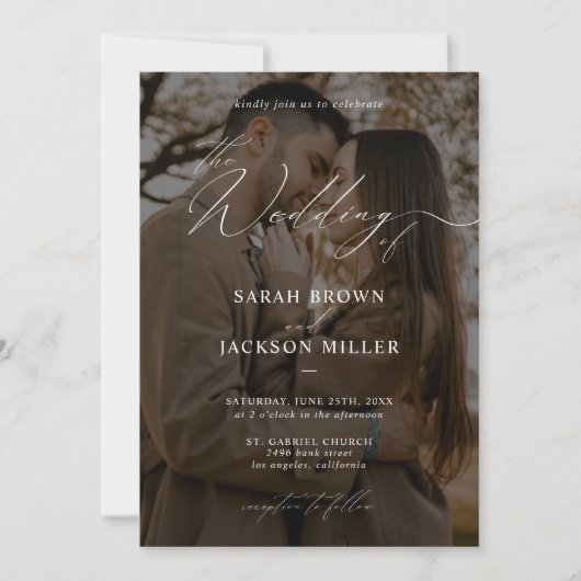 Invitation Simple élégant script moderne QR Code Mariage phot (Devant)