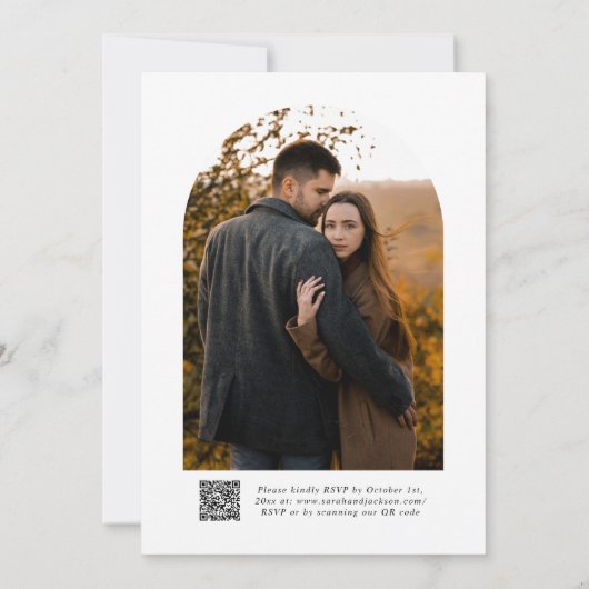 Invitation Simple élégant script moderne QR Code Mariage phot (Dos)