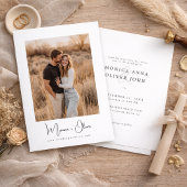 Invitation Simple Elegant Script Photo Budget Wedding