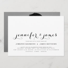 Invitation Simple Elegant Script Photo Modern Wedding Invitat