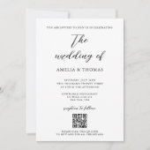 Invitation Simple élégant script photo QR Code Mariage (Devant)
