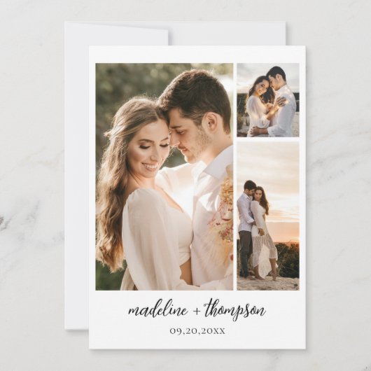 Invitation Simple élégant script photo QR Code Mariage (Devant)