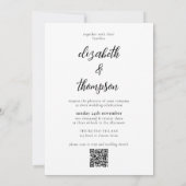 Invitation Simple élégant script photo QR Code Mariage (Dos)