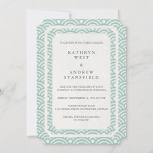 Invitation Simple Elegant Seafoam Green + White Beach Wedding