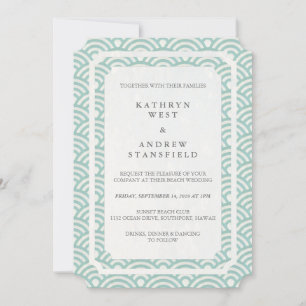 Invitation Simple Elegant Seafoam Green + White Beach Wedding