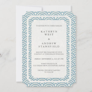 Invitation Simple Elegant Soft Blue + White Beach Wedding