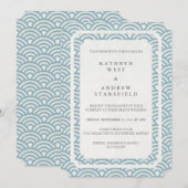 Invitation Simple Elegant Soft Blue + White Beach Wedding (Devant / Derrière)