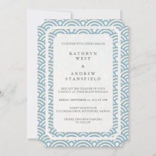 Invitation Simple Elegant Soft Blue + White Beach Wedding