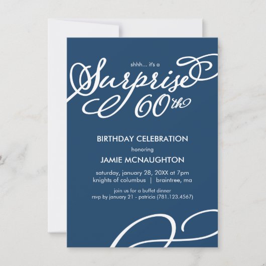 Invitation Simple, Elegant Surprise 60e anniversaire Invitati (Devant)