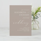 Invitation Simple Élégant Taupe Neutre Mariage Script Blanc (Debout devant)