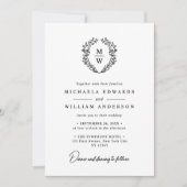 Invitation Simple Elegant Texte de couronne botanique Mariage (Devant)