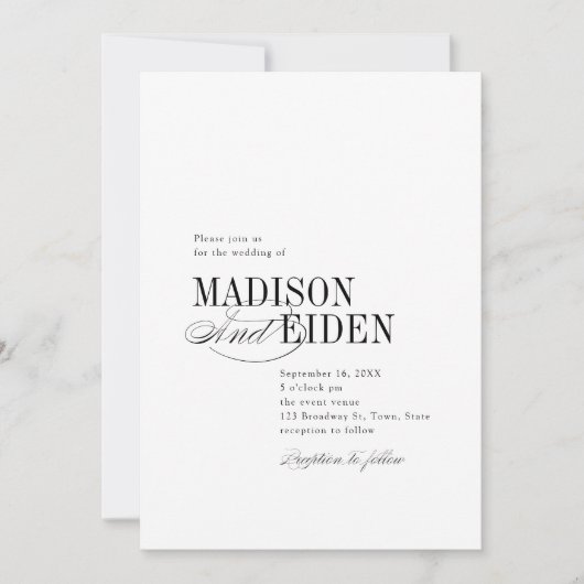 Invitation Simple Elegant Timeless Typography QR code Wedding (Devant)