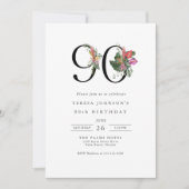 Invitation Simple Elégant Tropical 90e anniversaire (Devant)