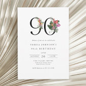 Invitation Simple Elégant Tropical 90e anniversaire