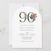 Invitation Simple Élégant Tropical 90e Anniversaire (Devant)