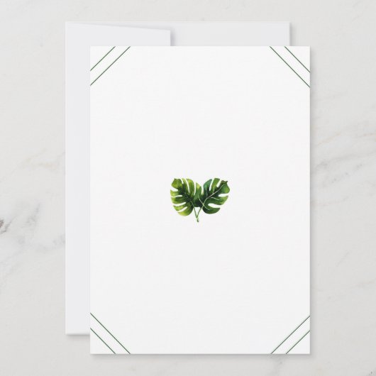 Invitation Simple Elegant Tropical Palm Feuille Mariage chic (Dos)