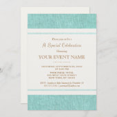 Invitation Simple Élégant Turquoise Bleu, Élégant (Devant / Derrière)