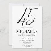 Invitation Simple Elegant Unisex 45e fête d'anniversaire (Devant)