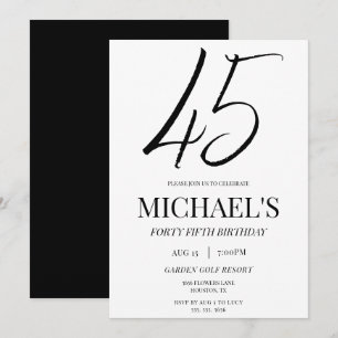 Invitation Simple Elegant Unisex 45e fête d'anniversaire