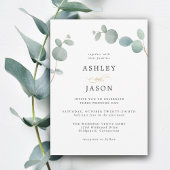 Invitation Simple Elégant Verdure Eucalyptus Mariage Feuille