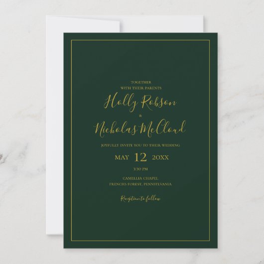 Invitation Simple Élégant Vert Noël Tout en un Mariage (Devant)