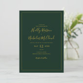 Invitation Simple Élégant Vert Noël Tout en un Mariage (Debout devant)