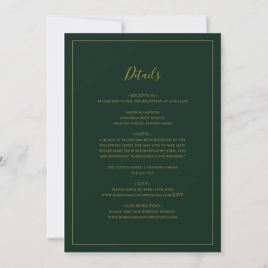 Invitation Simple Élégant Vert Noël Tout en un Mariage (Dos)