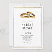 Invitation Simple elegant white and gold rings Bridal Shower (Devant)